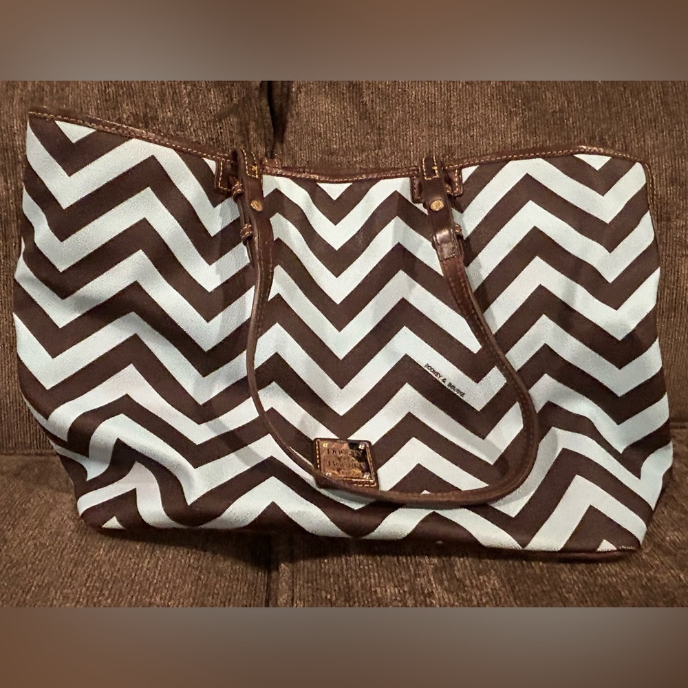 Dooney and Bourke Chevron Blue and Brown Handbag